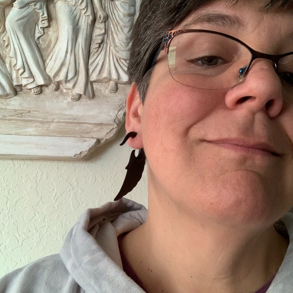 Fake gage earrings. Hand carved. - Picture 4 of 5